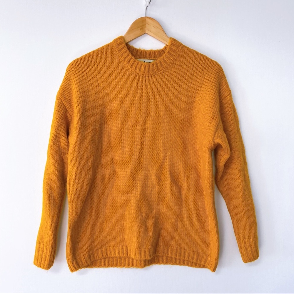 Cotton Emporium Mustard Color Crew Knit Pullover